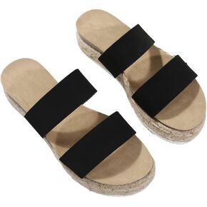 OYOANGLE Women's Two Strap Platform Sandals Open Toe Flat Sandals Summer Beach Slides