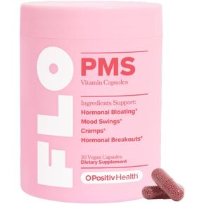 علكات O Positiv FLO PMS للنساء - تخفيف استباقي لأعراض الدورة الشهرية - يستهدف الاختراقات الهرمونية والانتفاخ والتشنجات وتقلبات المزاج مع تشاستيبيري وفيتامين B6 وبلسم الليمون - علكات الدورة الشهرية (عبوة من قطعتين)
