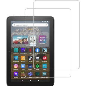 تصميم لجهاز Amazon Kindle Fire HD 8/8 Plus/Kids [8 بوصة] واقي شاشة من الزجاج المقوى تم إصداره 2022 و2020، مضاد للخدش، خالٍ من الفقاعات، عالي الوضوح (عبوة من قطعتين)