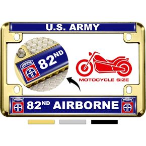 [Officially Licensed Product] - Motorcycle Metal License Plate Frame with U.S. Army 82nd Airborne Division Design - Black