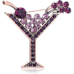 Alilang Shine Crystal Rhinestones Cocktail Wine Glass Brooch Pin for Women Party Jewelry Gifts