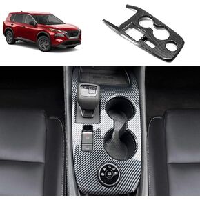 Gear Shift Panel Cover Compatible with Nissan Rogue 2021 2022 2023 Gear Shift Knob Console Panel Trim Cup Holder Frame Cover Interior Car Accessories ABS 1PC(Peach Wood Style)