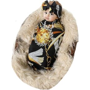 Galabloomer Receiving Blanket Headband Set Flower Print Baby Swaddle Receiving Blankets (Pink Butterfly)