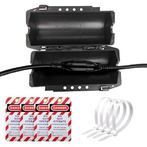 Large Outdoor Electrical Box (12.99x5.51x5.51in）IP54 Weatherproof Black Extension Cord Cover, Protect Outlet, Plug, Socket, Timer, Power Strip Protector Christmas,Holiday Light Decoration