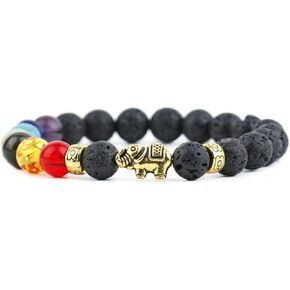 PEAS Fashion Jewelry Elephant Charm Bracelet Essential Oil Diffuser Lava Tiger Eye Stone Bracelet