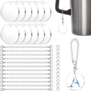 Sublimation Charm Accessories for Cup Name ID Charm for Tumbler Cup MDF Single Side Sublimation Blanks Bulk with Chains Jump Rings for DIY Crafts Gift for Friend