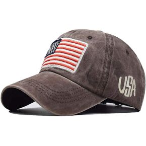 Anna-Kaci 4th of July Embroidered Denim Jeans Adjustable USA Flag Patch Baseball Cap