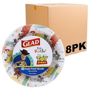Glad for Kids Disney Pixar Toy Story 12oz Paper Bowls | Kid-Friendly Bowl for Everyday Use, 12oz Disposable Bowls for Kids 40 Count