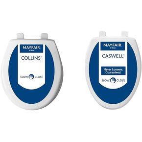 Mayfair Slow Close Toilet Seat Bundle - Round & Elongated Plastic White