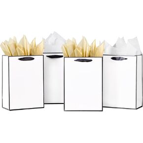 SHIPKEY 10 Pack Small Gift Bags | 6x2.5x8inch Black Gift Bags, Gift Bags for Men, Wedding Gift Bags, Black Paper Bags