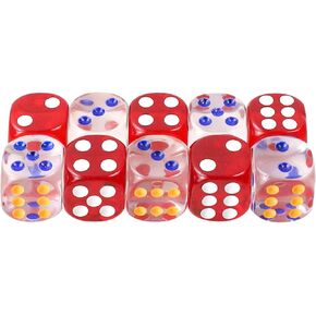 10 Pieces 25 MM 6 Sided Dice Set Transparent Acrylic Dice for DND, MTG, RPG, Tenzi, Yahtze, Bunco, Table Borad Games, Math Teaching (2 Colors)