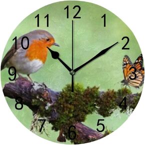 Black Celestial Bodies Butterfly Circle 10 Inch Round Wall Clock Battery Operated Silent Non Ticking Easy to Read Wall Decor for Living Room Bedroom Kitchen Office