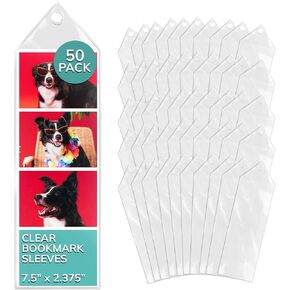 pbf PHOTO BOOTH FRAMES Clear Vinyl Bookmark Sleeves for Shutterbooth Photos | Clear Bookmarks Photo Strip Holder | Personalized, DIY Bookmarks | Clear Bookmarks for Crafting (25-Pack)