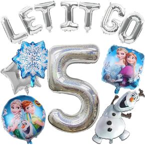 13 PCS Frozen Birthday Party Decorations-Snowman Birthday Party Balloons, Frozen Themed Birthday Party Foil Balloons for Children 3rd Birthday Party