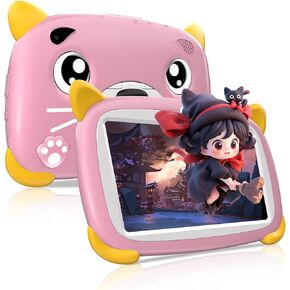 DOOGEE U7 Kids Tablet, 7 inch Android Tablet for Kids, 4+32GB ROM Toddlers Pad,3400mAh Battery, Parental Control, Dual Camera, Shockproof Case, Educational, Games Bluetooth/WiFi (Pink)