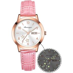 Women's Casual Wrist Watch, Leather Band Analog Quartz Ladies Dress Watch with Calendar Date, Classic Gifts for Her
