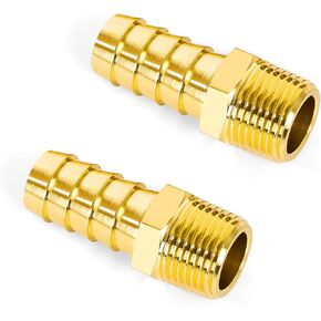 5/8" Barb x 1/2" NPT Male Pipe, Brass Hose Fitting, Barb Pipe Fitting Adapter, 2 PCS