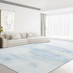 HOMBYS 8x10 ft Modern Abstract Area Rug for Living Room Bedroom, Large Floor Carpet with Non-Slip Backing for Indoor Office Dining Room, Boho Home Deco, Blue, Machine Washable