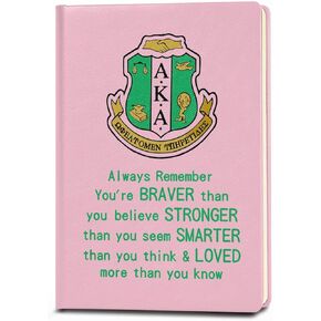 AKA Sorority Gift Leather Notebook for Women Girls Pink and Green Greek Sorority Journal Notebook Inspirational Birthday Christmas Gifts for Sister Friends (Take Pride)