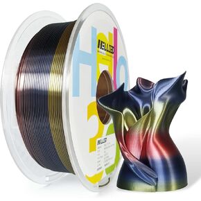HELLO3D PLA 3D Printing Filament 1.75mm Dual Color Silk Filament,Silk Shiny Blue Green 2 Colors in 1 Coextrusion 3D Printer Filament 1KG 1.75mm 3D Printing Material with Bicolor Dichromatic 2 Colors