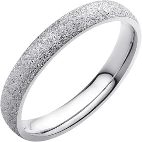 555Jewelry 4mm Sandblast Stainless Steel CZ Wedding Band Ring for Women & Men