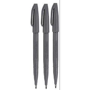Pentel Grey Original Sign Pen S520 Fibre Tip Marker Pens Colour Fineliner 2mm Nib 1mm Line Width (Pack of 3)