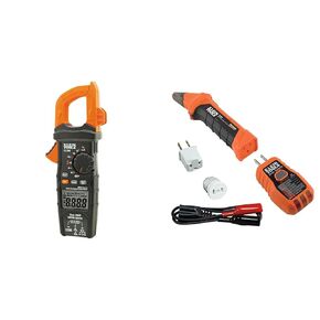 Klein Tools CL700 Auto Ranging Digital Clamp Meter, TRMS 600Amp, AC/DC Volts, Current, LOZ & 80016 Circuit Breaker Finder Tool Kit with Accessories, 2-Piece Set