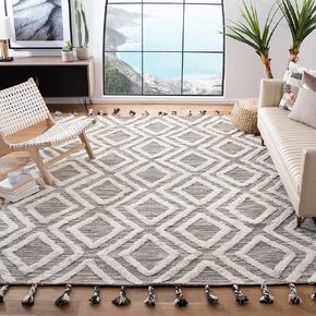 SAFAVIEH Kenya Collection Accent Rug - 3' x 5', Aqua & Ivory, Handmade Moroccan Tassel Wool, Ideal for High Traffic Areas in Entryway, Living Room, Bedroom (KNY331J)