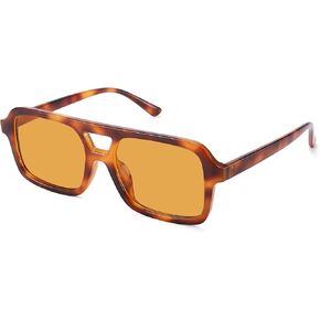 Retro Square 70s Aviator Sunglasses for Women Men Vintage Trendy Rectangle Sun Glasses with UV Protection