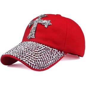 Hat Women's Rhinestone-Encrusted Baseball Cap Cross Labeled Duck Cap Outdoor Casual Sunshade Sunblock hat Sun hat