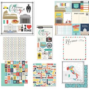 Scrapbook Customs Themed Paper and Stickers Scrapbook Kit, Rome City Memories