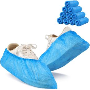 100 Pack (50 Pairs) Shoe Covers Disposable Non Slip, Plastic Shoe Booties for Shoes Covers, Fit All Men&Women, Blue, Protect Your Shoes, Floor, Carpet (100)