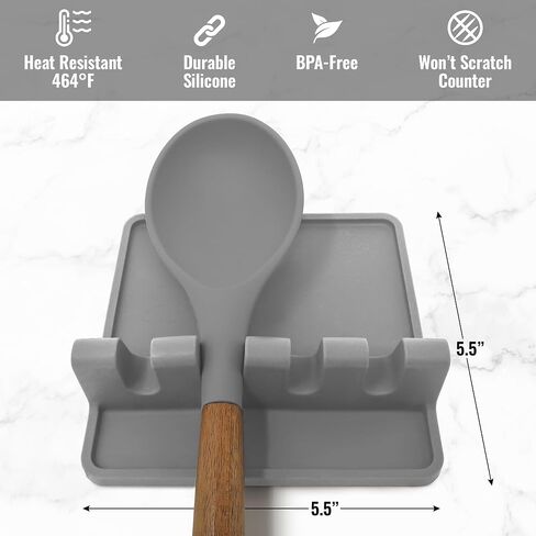 Zulay Kitchen Silicone Utensil Rest - BPA-Free, Durable Spoon Rest with Drip Pad - Heat-Resistant Spoon Rest for Stove Top - Spoon Rest for Kitchen Counter - Kitchen Gadgets & Kitchen Utensils Holder in Kuwait