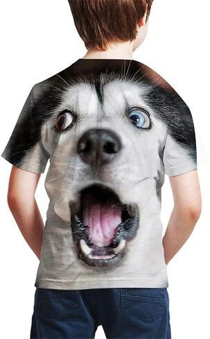 Kids Print 3D Dog Face T-Shirt Funny Graphic Pattern Tees Shirts for Youth Boys Girls 4-14 Years in Saudi Arabia