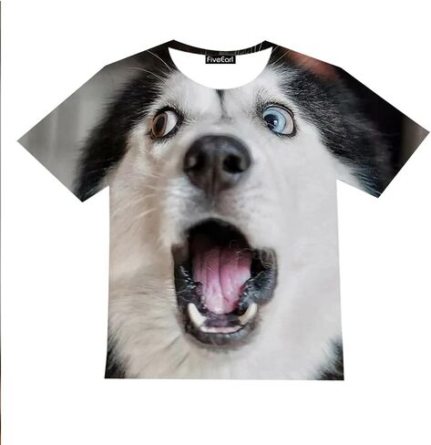 Kids Print 3D Dog Face T-Shirt Funny Graphic Pattern Tees Shirts for Youth Boys Girls 4-14 Years in Saudi Arabia