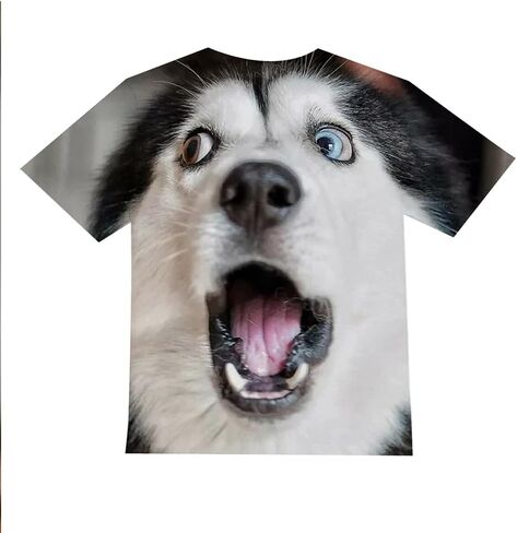 Kids Print 3D Dog Face T-Shirt Funny Graphic Pattern Tees Shirts for Youth Boys Girls 4-14 Years in Saudi Arabia