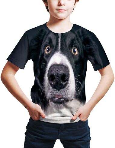Kids Print 3D Dog Face T-Shirt Funny Graphic Pattern Tees Shirts for Youth Boys Girls 4-14 Years in Saudi Arabia