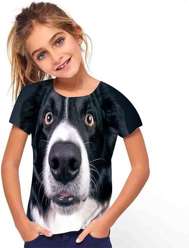 Kids Print 3D Dog Face T-Shirt Funny Graphic Pattern Tees Shirts for Youth Boys Girls 4-14 Years in Saudi Arabia