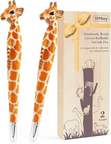 VIPbuy 2 Count 100% Handmade Wood Carved Gel Ink Pens -Novelty Refillable Writing Pens Office School Supplies Birthday Christmas Gift, Labrador Retriever Dog in Kuwait