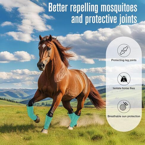 Mesh Fly Boots，Mesh Horse Fly Boots Protective Horse Leg ，Horse Leggings， Breathable Plastic Mesh (Set of 4) (Green) in Saudi Arabia