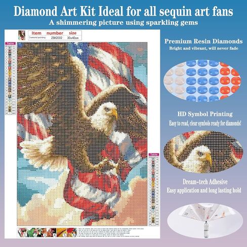مجموعات الرسم الماسي الوطنية من فورلاند للبالغين المبتدئين - 5D DIY زهور العلم الأمريكي مجموعات الماس المثقاب الكامل لديكور الحائط المنزلي، مجموعات فنية ماسية، 12 × 16 بوصة in Saudi Arabia