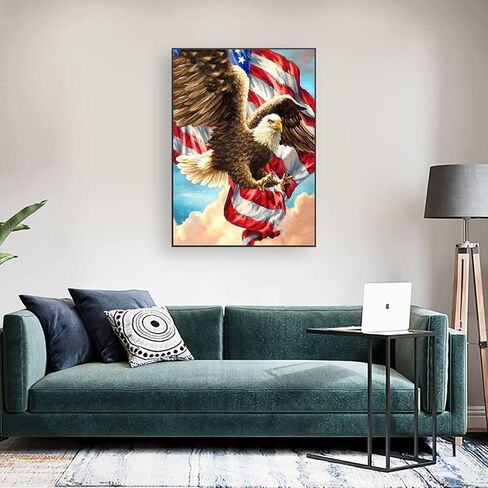 مجموعات الرسم الماسي الوطنية من فورلاند للبالغين المبتدئين - 5D DIY زهور العلم الأمريكي مجموعات الماس المثقاب الكامل لديكور الحائط المنزلي، مجموعات فنية ماسية، 12 × 16 بوصة in Saudi Arabia
