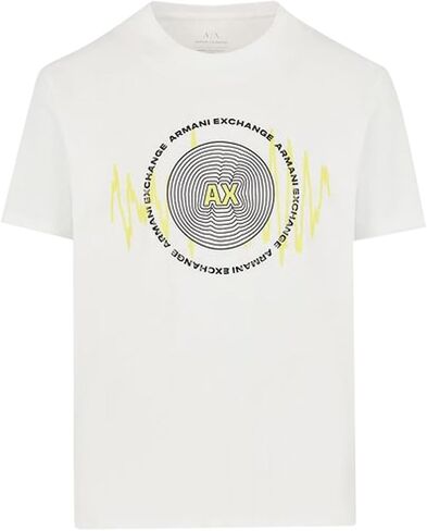 تي شيرت A｜X ARMANI EXCHANGE للرجال ذو مقاس عادي من القطن مطبوع عليه شعار Sound Wave in Saudi Arabia