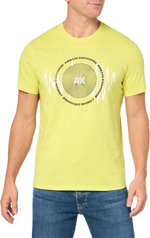 A｜X ARMANI EXCHANGE Men's Regular Fit Cotton Sound Wave Printed Logo Tee in Saudi Arabia