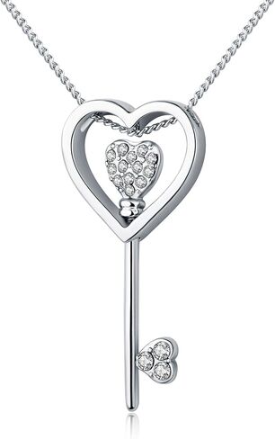 KRUCKEL قلادة على شكل قلب مرصعة بكريستال سواروفسكي | قلادة مطلية بالذهب الأبيض | مجوهرات مضادة للحساسية للنساء | عيد ميلاد، ذكرى سنوية in Kuwait