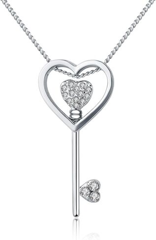 KRUCKEL قلادة على شكل قلب مرصعة بكريستال سواروفسكي | قلادة مطلية بالذهب الأبيض | مجوهرات مضادة للحساسية للنساء | عيد ميلاد، ذكرى سنوية in Kuwait