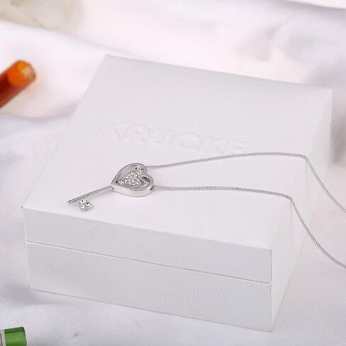 KRUCKEL قلادة على شكل قلب مرصعة بكريستال سواروفسكي | قلادة مطلية بالذهب الأبيض | مجوهرات مضادة للحساسية للنساء | عيد ميلاد، ذكرى سنوية in Kuwait