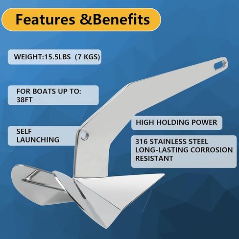 Boat Anchors, Delta Boat Anchor, Havey Duty 316 Stainless Steel Delta-Style Boat Anchor 9lbs/11lbs/13lbs/15.5lbs/18lbs/22lbs/33lbs Wing Style Triangle Anchor, for Pontoon, Deck, Fishing Boats, Sail in Saudi Arabia