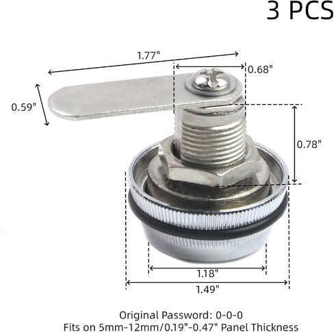 Oedema 3 PACK Combination Cam Lock 1-1/8" Combination Cabinet Lock Black Cabinet Locks with Combination for 0.59"-0.9" Panel Thickness Cabinet Deposit Box Mailbox, Home & Office in Saudi Arabia