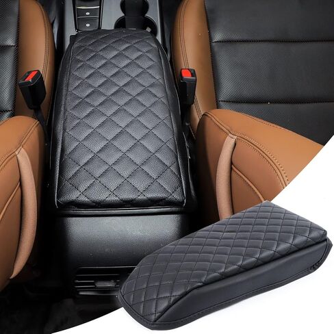 Center Console Cover Armrest Box Leather Cover Car Armrest Storage Box Mat Cover Center Console Pad for Bronco Sports 2021 2022+ Interior Accessories (Black) in Saudi Arabia
